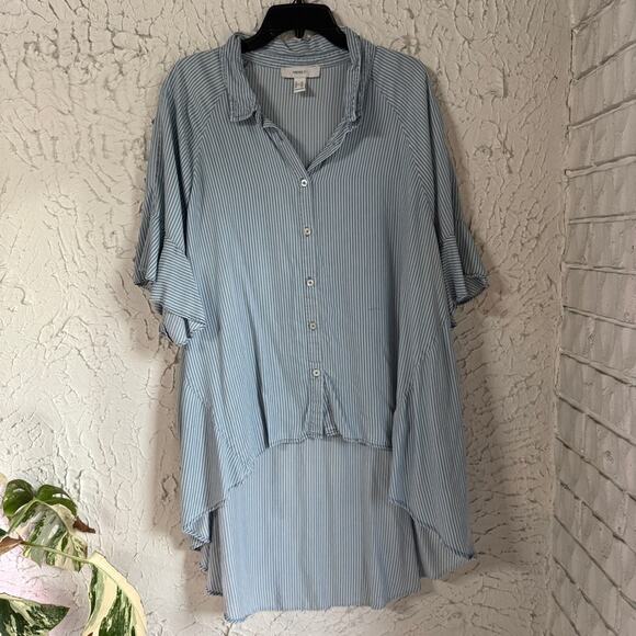 Forever 21 Tops - Forever 21 Blue and White Striped Tunic Blouse 3X